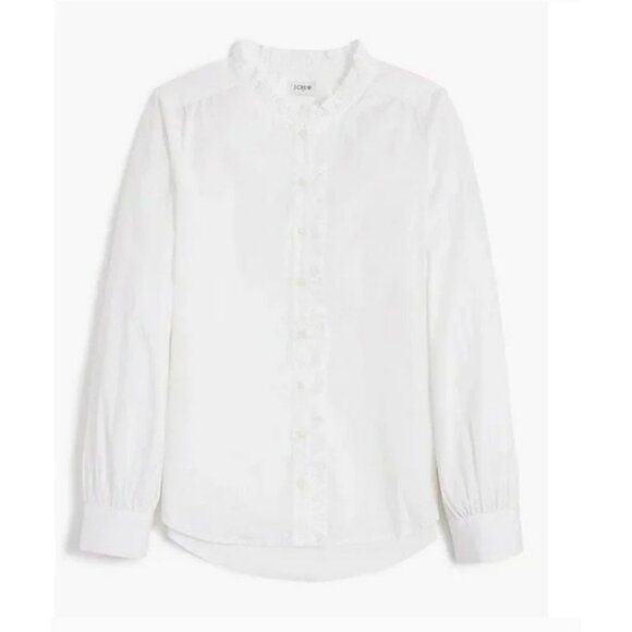 J.Crew Ruffle Petite Placket Button Up Top White Size PL BT947 - Picture 1 of 6